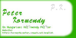 peter kormendy business card