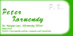 peter kormendy business card